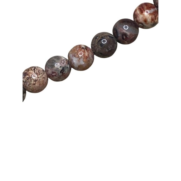 Red Jasper & Rhyolite Beaded Necklace With Silver Clasp - Picture 4 of 14